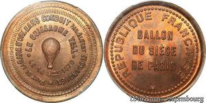 S7641 Finest 10 Centimes Balloon Essai Siège Paris Tell 1870 PCGS MS65