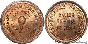 S7644 Finest 10 Centimes Balloon Essai Siège Paris Archimede 1870 PCGS MS65