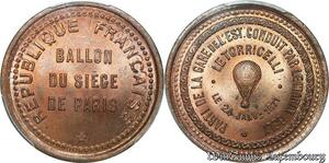 S7645 Finest 10 Centimes Balloon Essai Siège Paris Toicelli 1870 PCGS MS66
