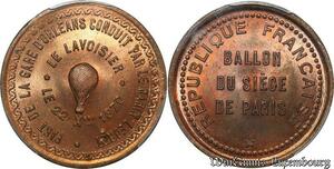 S7646 Finest 10 Centimes Balloon Essai Siège Paris Lavoisier 1870 PCGS MS65
