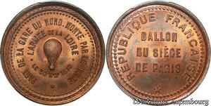 S7648 Finest 10 Centimes Balloon Essai Siège Paris Armée Loire 1870 PCGS MS65