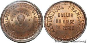 S7649 Finest 10 Centimes Balloon Essai Siège Paris Kepler 1870 PCGS MS66