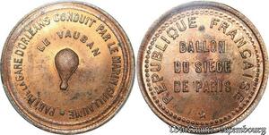 S7654 Finest 10 Centimes Balloon Essai Siège Paris Vauban 1870 PCGS MS64 GEM
