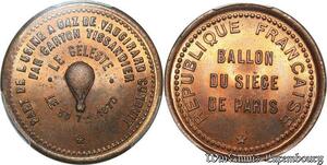 S7655 Finest 10 Centimes Balloon Essai Siège Paris Céleste 1870 PCGS MS65 GEM