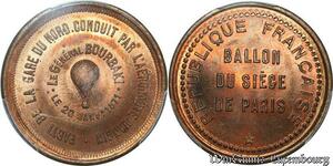 S7658 Finest 10 Centimes Balloon Essai Siège Paris Bourbaki 1870 PCGS MS66 GEM