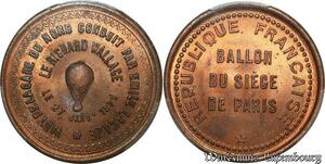 S7668 Finest 10 Centimes Balloon Essai Siège Paris Wallace 1870 PCGS MS65 GEM
