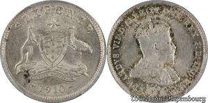 S7709 Australia 6 Pence Edouard VII 1910 PCGS MS63 Silver ->Make offer