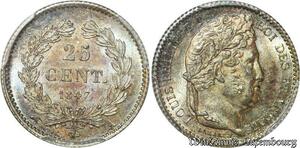 S7902 Finest25 Centimes Louis-Philippe I 1847 A Paris PCGS MS66 Argent Silver