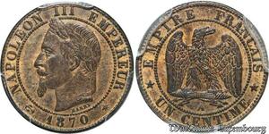 S7930 Rare 1 Centime Napoléon I 1870 A Paris PCGS MS63 RB -> Faire Offre