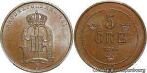 S7947 Sweden Finest5 Öre Oscar I II 1895 FDC PCGS MS65 ->Faire Offre