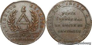 S7983 Rare ! Finest Constitution au triangle Brézin 1792 Paris PCGS SP55