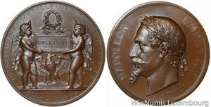 S8795 Unique Coffret Velours 3 Medals Napoléon III Exposition 1867 Délicourt FDC 