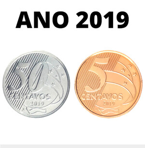 Brazil Coins 5 and 50 Centavos 2019A - Stainless Steel - KM# 648A / KM# 651A - UNC