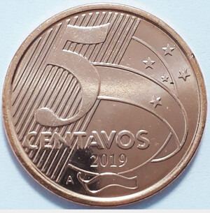 Brazil Coin 5 Centavos 2019A - Stainless Steel - KM# 648A - UNC