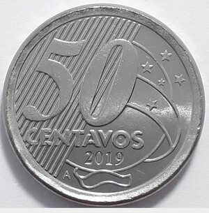 Brazil Coin 50 Centavos 2019A - Stainless Steel - KM# 651A - UNC