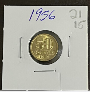 Coin 50 Centavos 1956 Brazil - Aluminum-Bronze - KM# 566 - EBLS2115