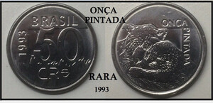 50 Cruzeiros Reais 1993 Brazil Coin KM# 629 Onça Pintada - EB1387