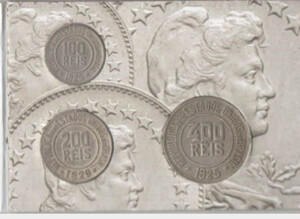 Brazil 3 Coins 100/200/400 Reis (1918 - 1935) in the card (AMC007)