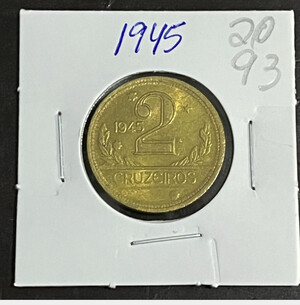 Brazil Coin 2 Cruzeiros 1945 - Aluminum-Bronze - KM# 559 - EBLS2093