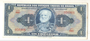 Brazil Banknote 1 Cruzeiro 1944 UNC C009 / P.132 Serial 889 N.056966