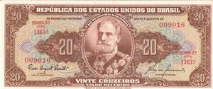 Brasil Banknote 20 Cruzeiros AU/UNC - 1960 - C087 / P-160d - S. 1363 N009016