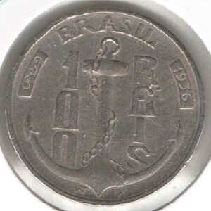 Brazil Coin 100 Réis 1936 - KM# 536 - Marquis of Tamandaré - EB752