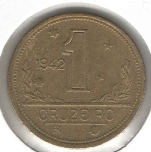 Brazil Coin 1 Cruzeiro 1942 - KM# 558 - eb762