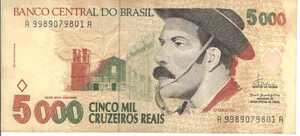 Brazil Banknote 5000 Cruzeiros Reais 1993 C239 / P-241 A9989079801A