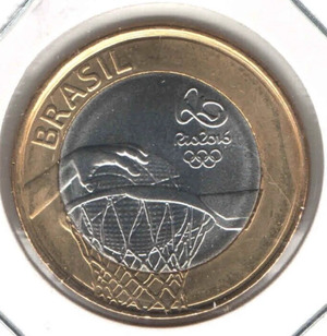 Brazil Coin XXXI Summer Olympic Games, Rio 2016 UNC - KM# 704 - Basketball EB808