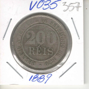 Coin 200 Reis 1889 Brazil - Copper-Nickel - KM# 484 - EB357