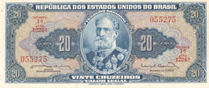 Brazil Banknotes 20 Cruzeiros - 1963 - UNC - C023 / P-168b - S. 1224 N.055275