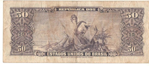 Brazil Banknote 50 Cruzeiros - 1955 - C091 / P-161b - Serial 305 N.044150