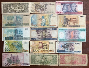 Lot 15 Brazil Banknote Paper Money Cruzeiros 056114