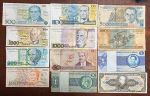 Lot 12 Paper Money Banknotes Brazil Old 095705