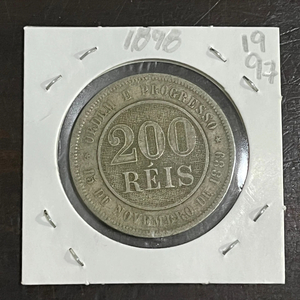 Coin 200 Reis 1898 Brazil KM# 493 -Copper-Nickel - EB1997