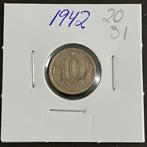 Brazil Coin 10 Centavos 1942 Niquel Pink - KM# 555 - Eb2031