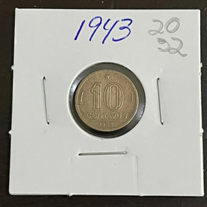 Brazil Coin 10 Centavos 1943 - KM# 555 - Niquel Pink - EB2032