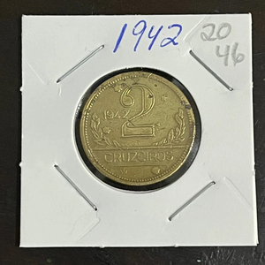 Brazil Coin 2 Cruzeiros Brasil 1942 - Aluminum-Bronze - KM# 559 - eb2046
