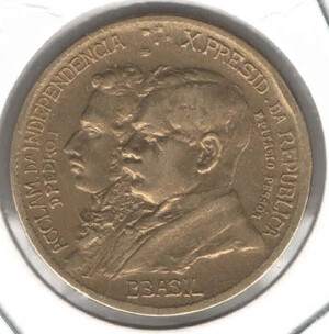 1000 Reis coin moneda, 1922, Brazil, error &quot;BB&quot; - aluminum bronze - eb448