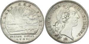 O3452 Jeton Louis XV Trésor Royal Terris Non Sibi 1747 Argent Silver SUP ->FO