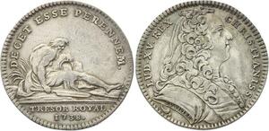 O3475 Jeton Louis XV Trésor Royal decet Esse Fleuve Assis 1738 Argent ->FO