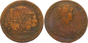 O3493 Rare Jeton Louis XIV Marie Thérèse Autriche Calèche Entrée Paris 1666
