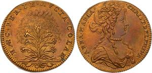 O3501 Rare Jeton Louis XIV Anne Marie Christine Bavière Plant de lis FDC