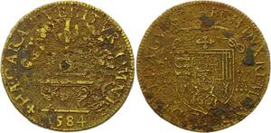 O3529 Rare Jeton Henri III Lorraine Louis III Cardina Saint denis Reims 1584