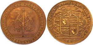 O3563 Rare Jeton Louis XIV Anjou Angers René Lezineau Maire 1681 Superbe