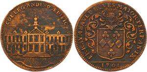 O3575 Jeton Louis XIV College Anjou Noblesse François Raimbauld Angers 1701