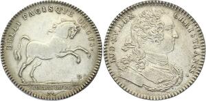 O3613 Rare Jeton Louis XV Ecurie Royale du Roi Cheval Horse Argent