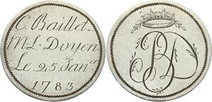 O3614 Tres Rare Jeton Mariage Wedding Louis XVI Baillet Doyen 1783 Argent