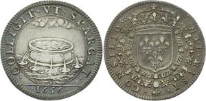 O3666 Rare Jeton Louis XIV Conseils du Roi 1656 fontaine répartitrice argent