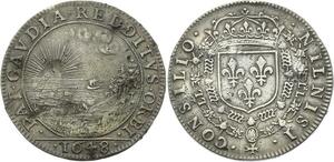 O3671 Rare R2 Jeton Conseil Roi Louis XIV 1648 Soleil mer navire Argent Silver